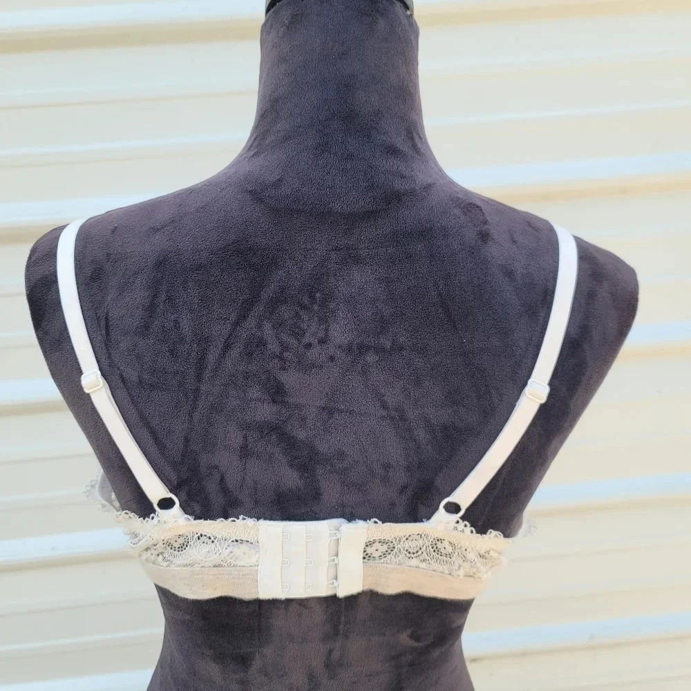 Gilligan & o'Malley Womens Soft unlined Bra Modal Lace Bralette Beige White XL - Picture 8 of 10